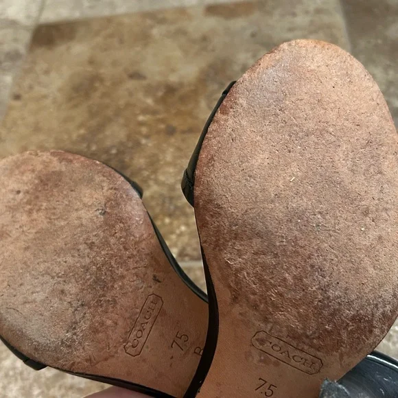 PRICE CUT!!  Coach Black Patent Leather Sandals with Silver Accents - Picture 5 of 7